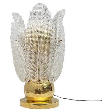 Lampada da tavolo in ottone e vetro di Murano di Mazzega, anni '70