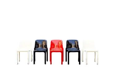 5 Sedie Selene di Vico Magistretti per Artemide, anni '60