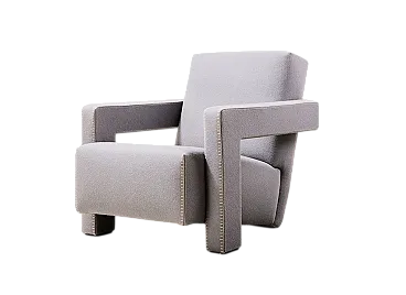 Poltrona 637 Utrecht di Cassina in Lana Grigio Talpa, 2000