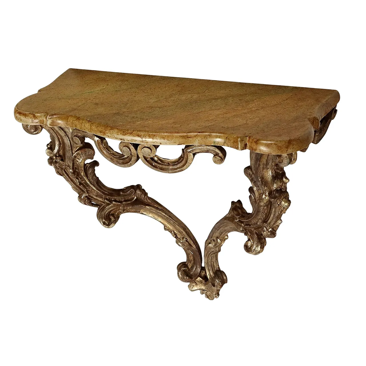 Consolle a forma di goccia in legno dorato, '900 1