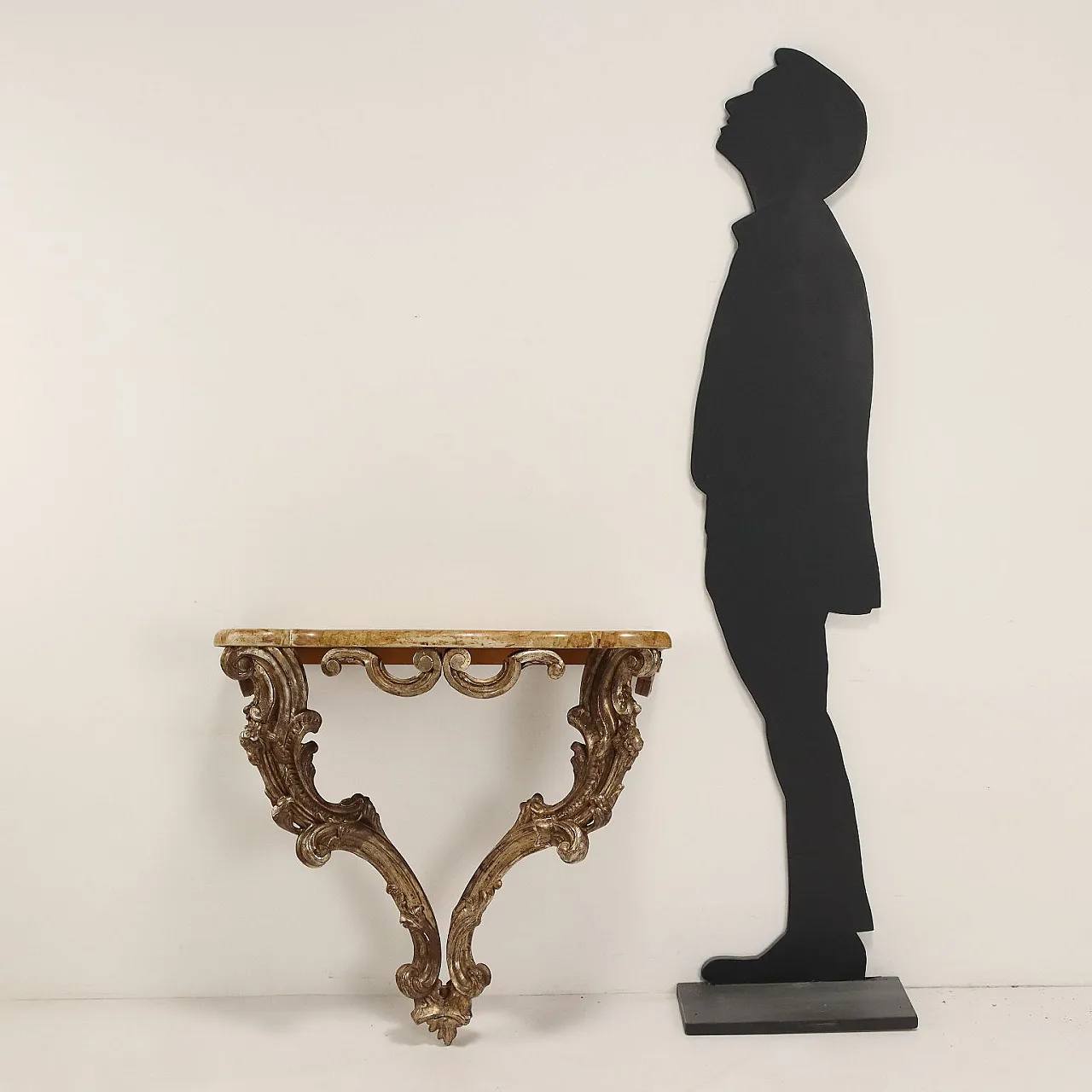 Consolle a forma di goccia in legno dorato, '900 2