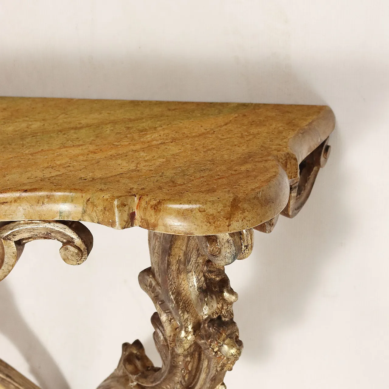 Consolle a forma di goccia in legno dorato, '900 3