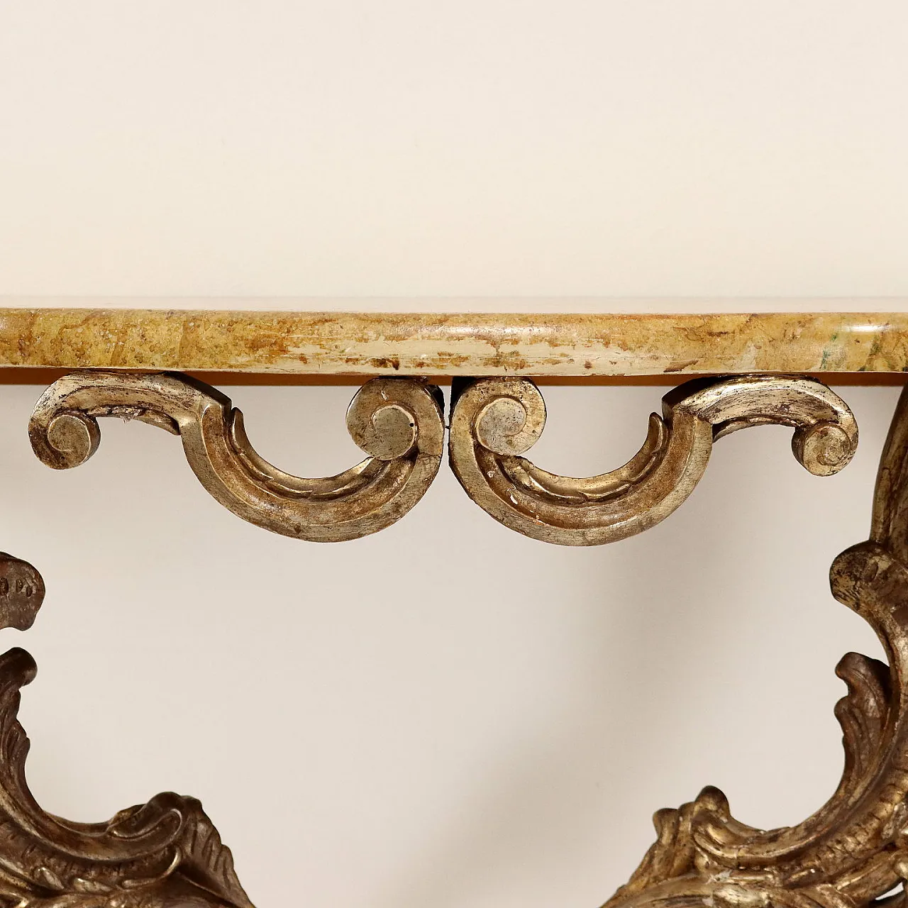 Consolle a forma di goccia in legno dorato, '900 4