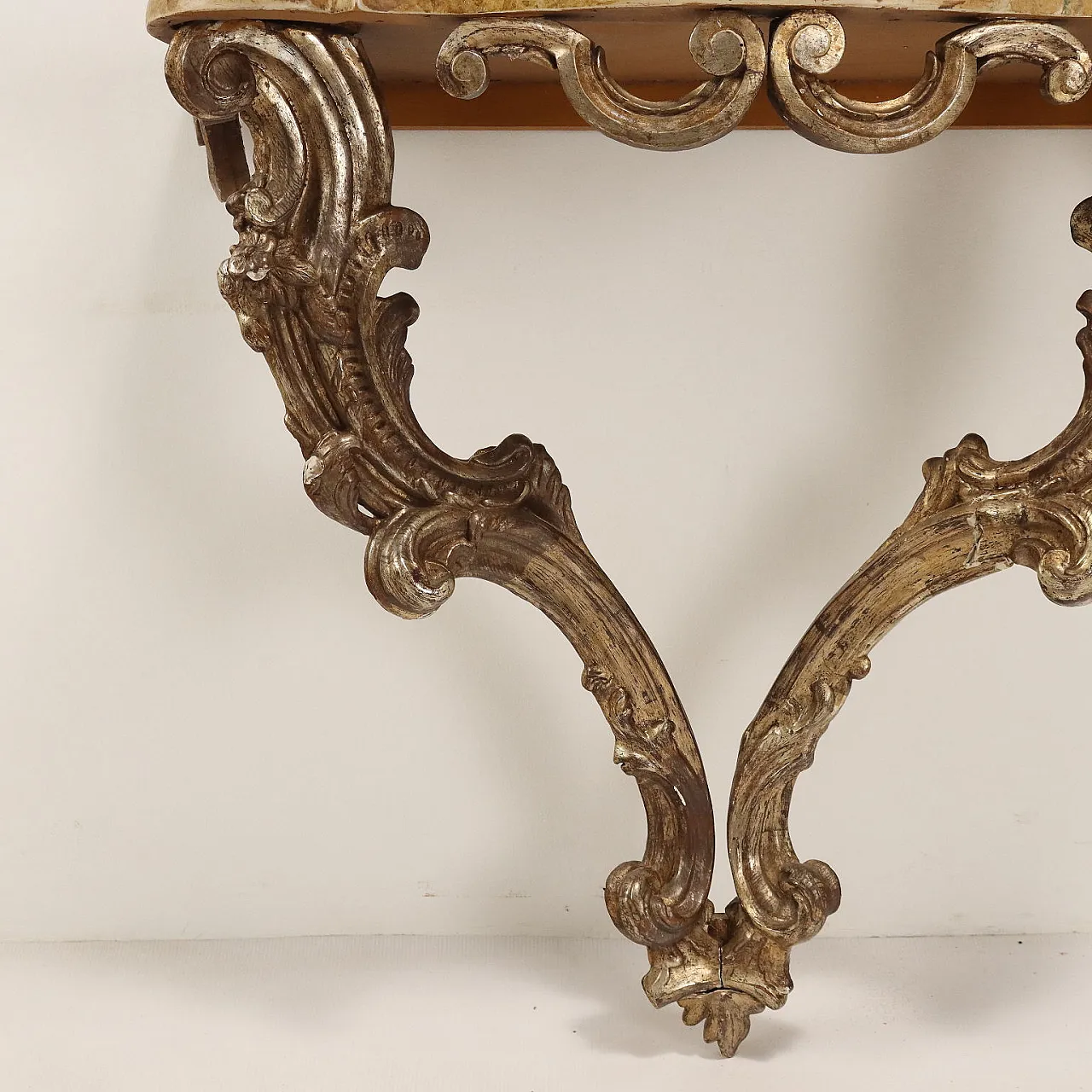 Consolle a forma di goccia in legno dorato, '900 6