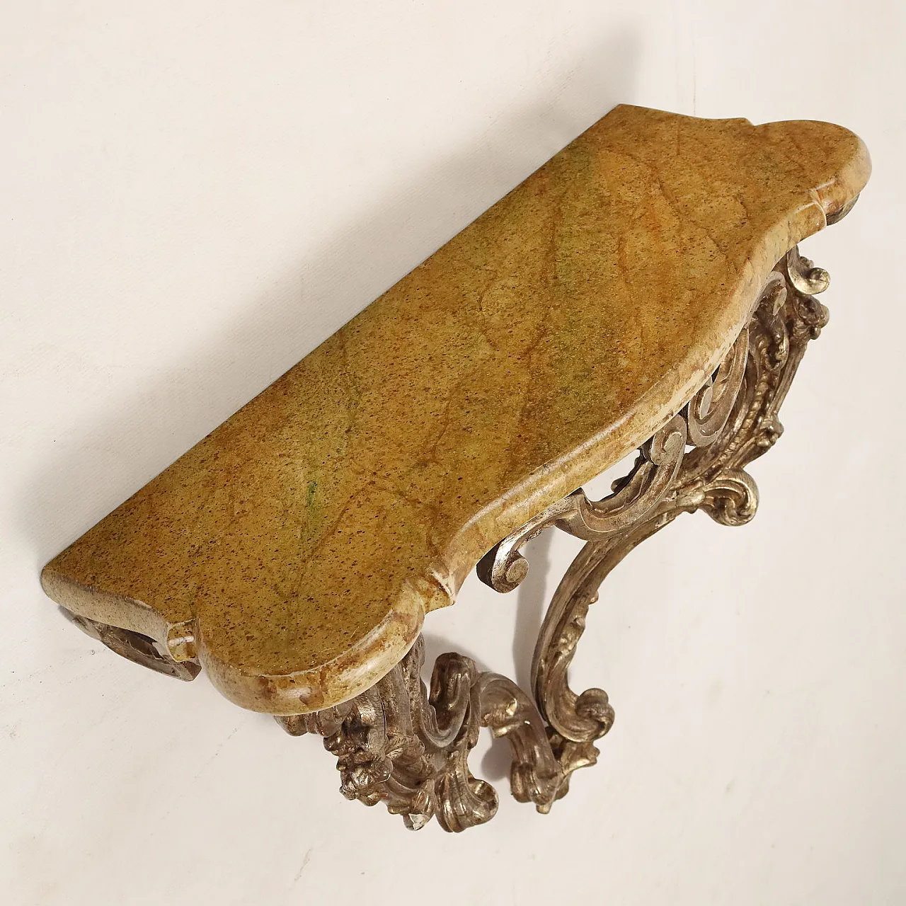 Consolle a forma di goccia in legno dorato, '900 10