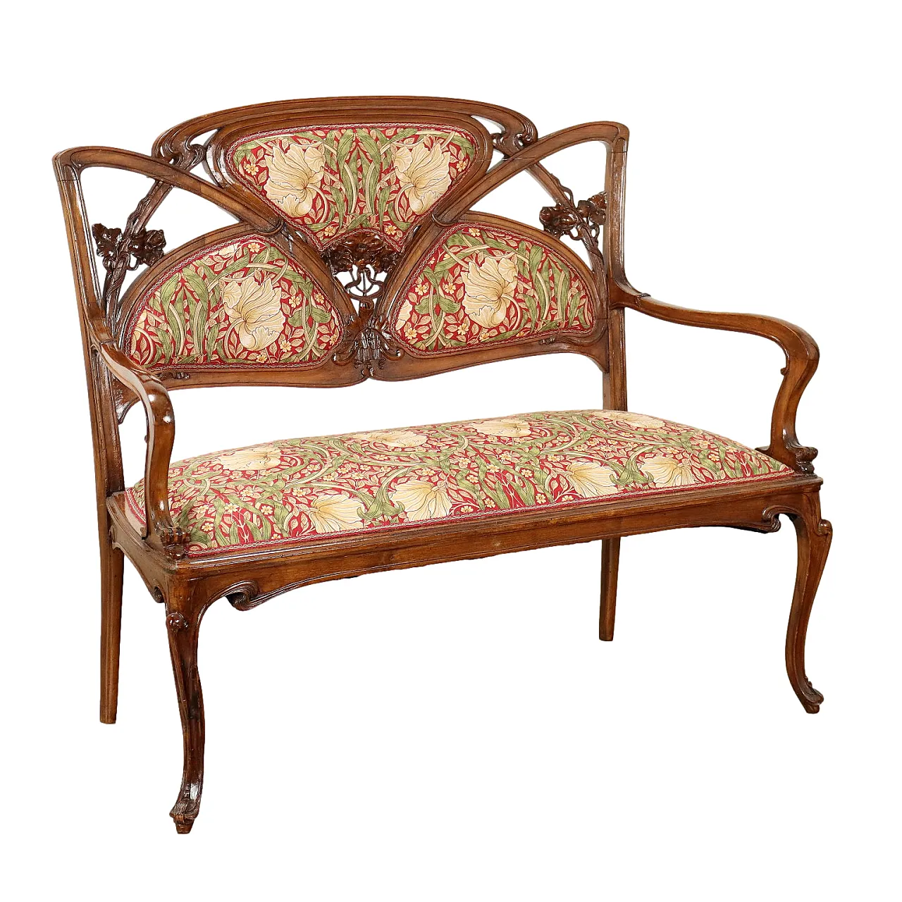 Divanetto Liberty con seduta imbottita, restauri, primi '900 1