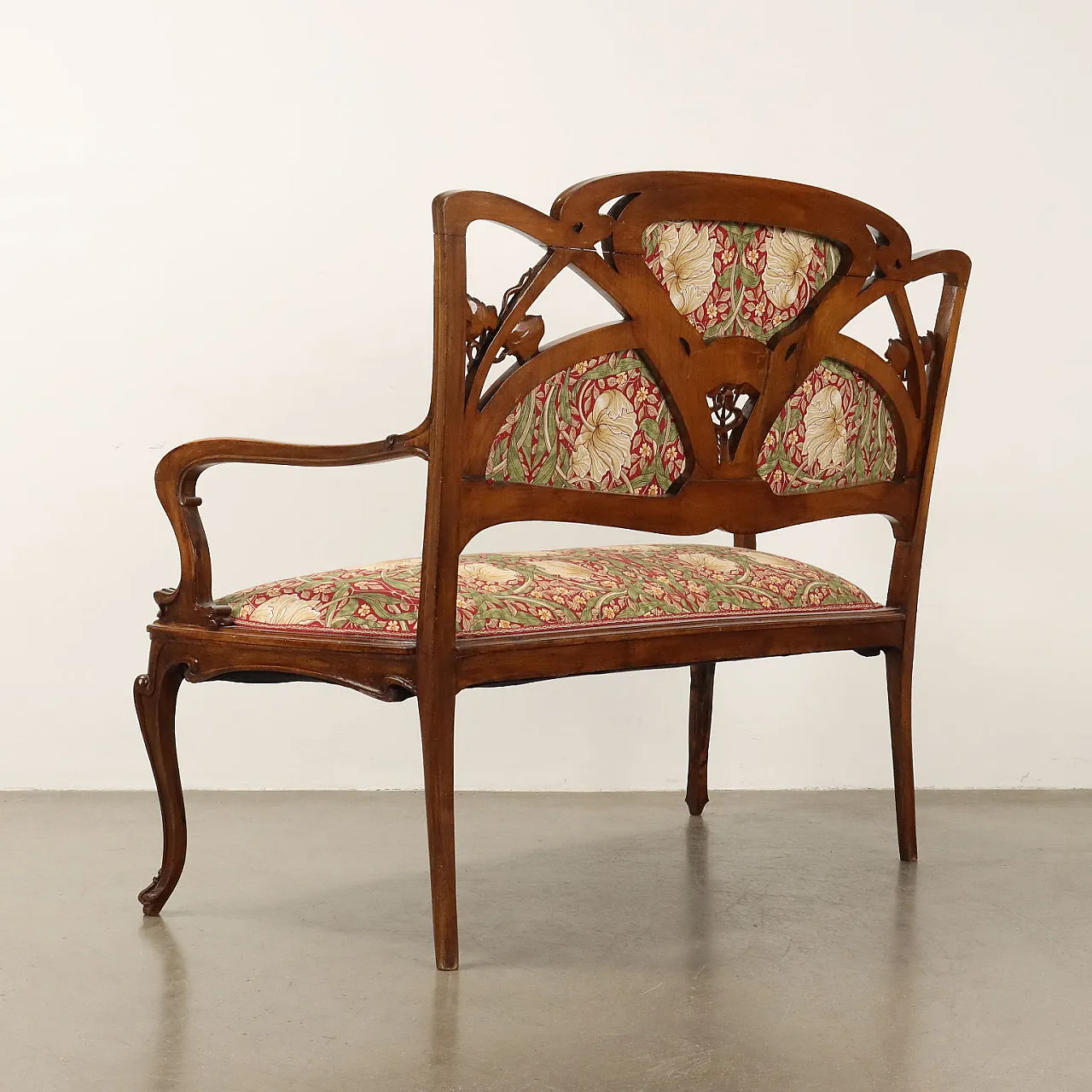 Divanetto Liberty con seduta imbottita, restauri, primi '900 10