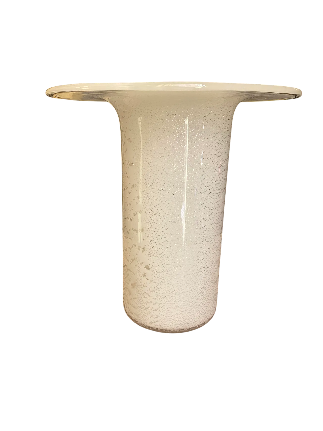 Vaso in vetro attribuito a Cassina, bianco e argento, anni 2000 4