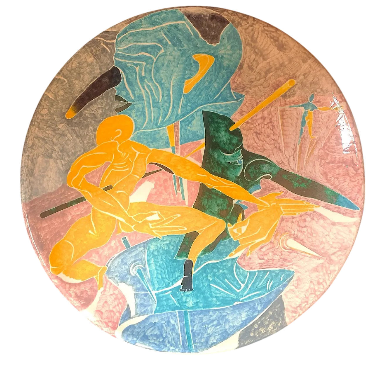 Grande Piatto di Massimo BIAGI MIRADARIO "Figuratista Giallo" , 2009 7