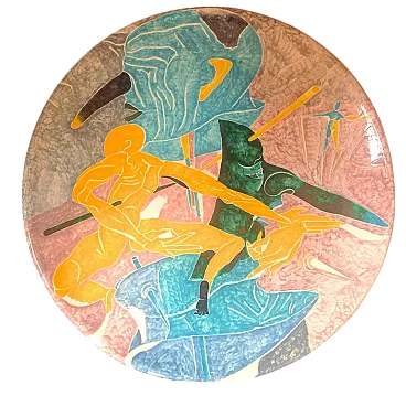 Grande Piatto di Massimo BIAGI MIRADARIO Figuratista Giallo , 2009