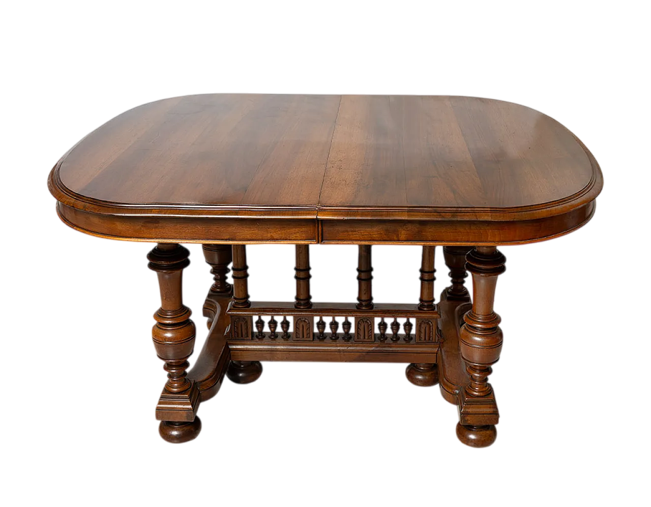 Extendable table Enrico II in solid walnut. France, 19th century 5