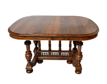 Extendable table Enrico II in solid walnut. France, 19th century