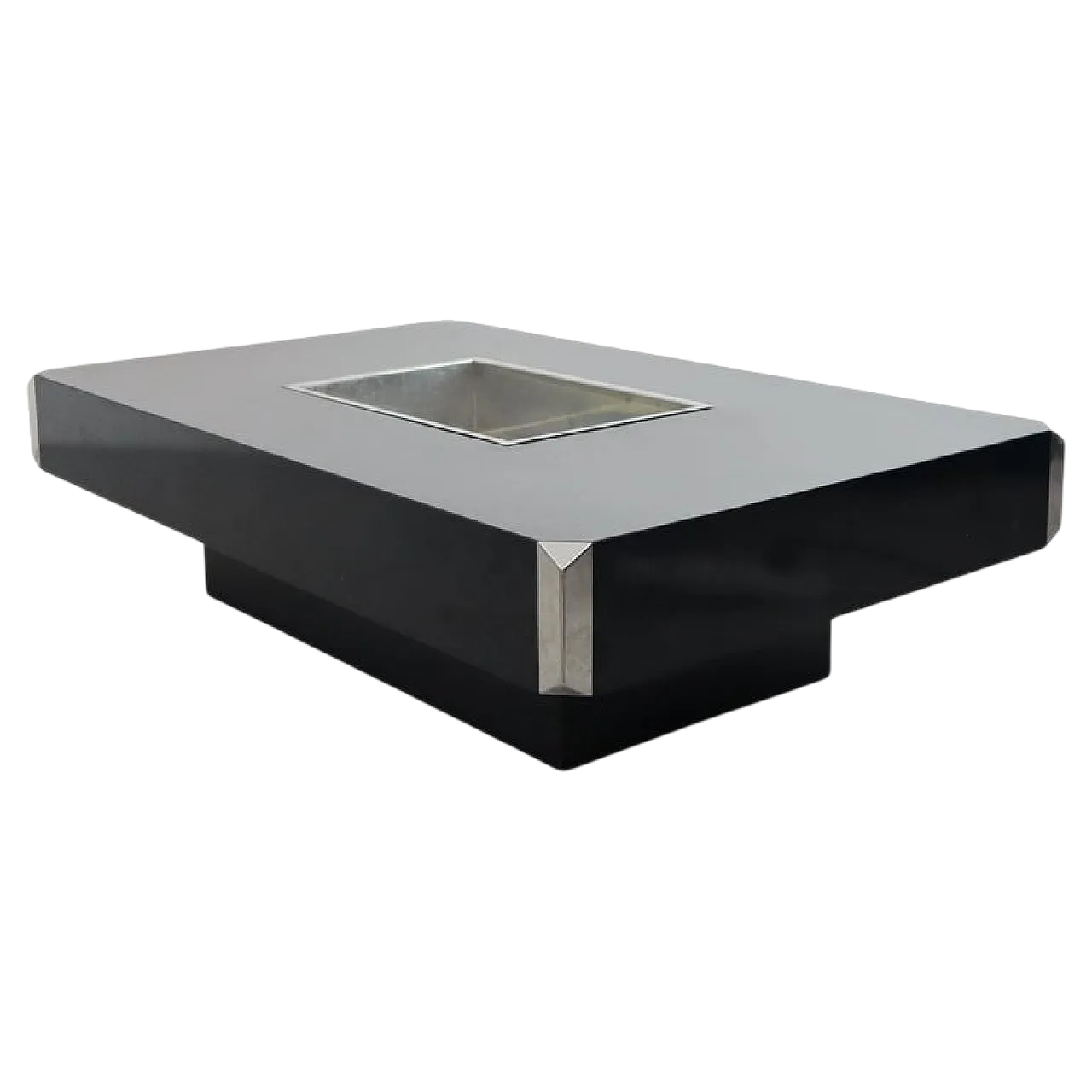 Tavolo da caffè nero e cromato by Willy Rizzo per Mario Sabot anni 70 10