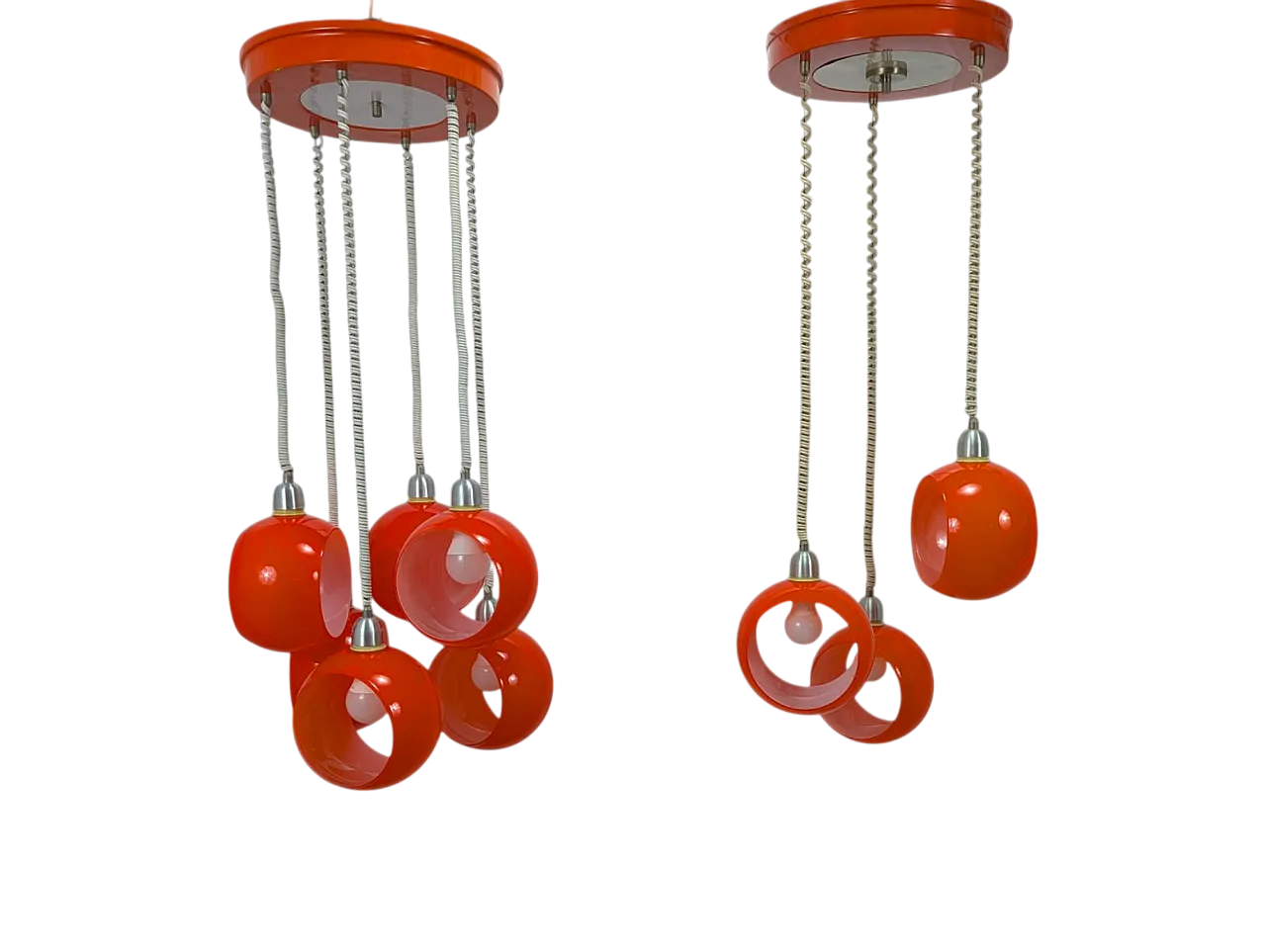 Pair of vintage orange chandeliers 70s 10