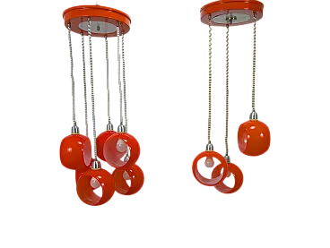 Pair of vintage orange chandeliers 70s