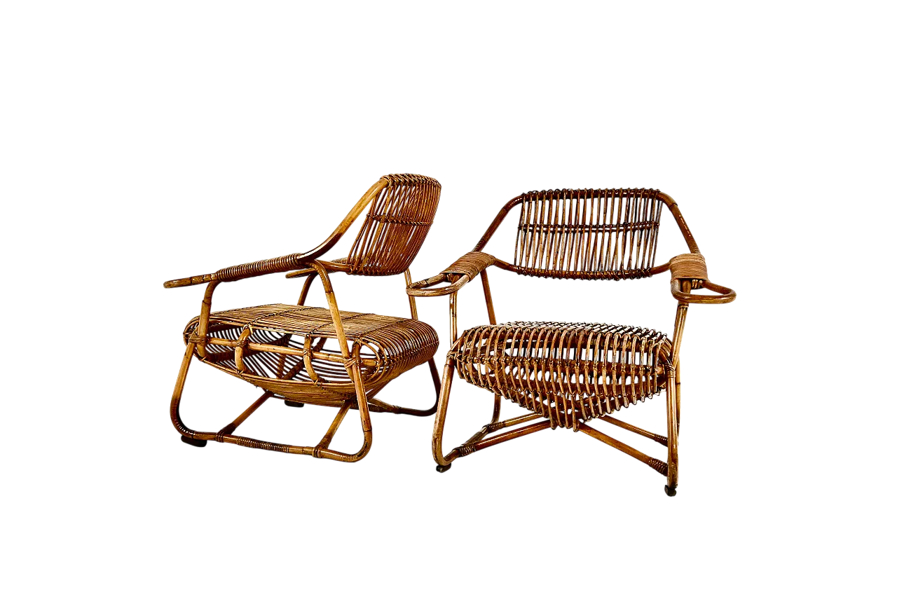 Le poltrone di rattan italiana, anni '60, set di 2 11