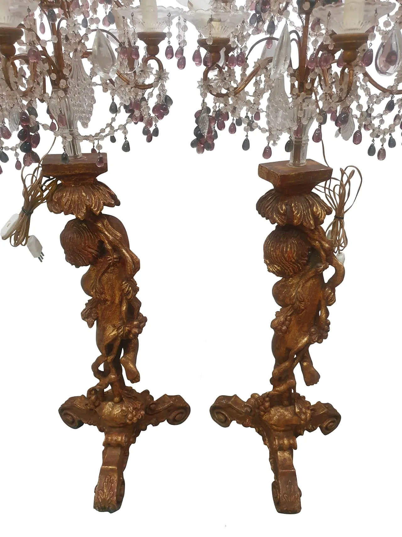 Pair of candelabra with gilded cherubs, late 19th century 4