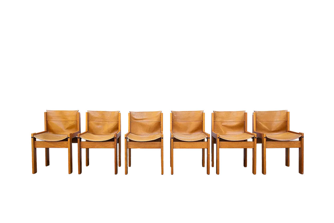 6 Sedie Solaris in pelle di Franco Vattolo per Ibisco, anni '70 8