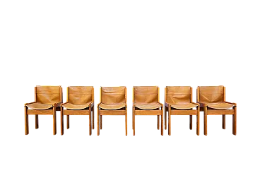 6 Sedie Solaris in pelle di Franco Vattolo per Ibisco, anni '70