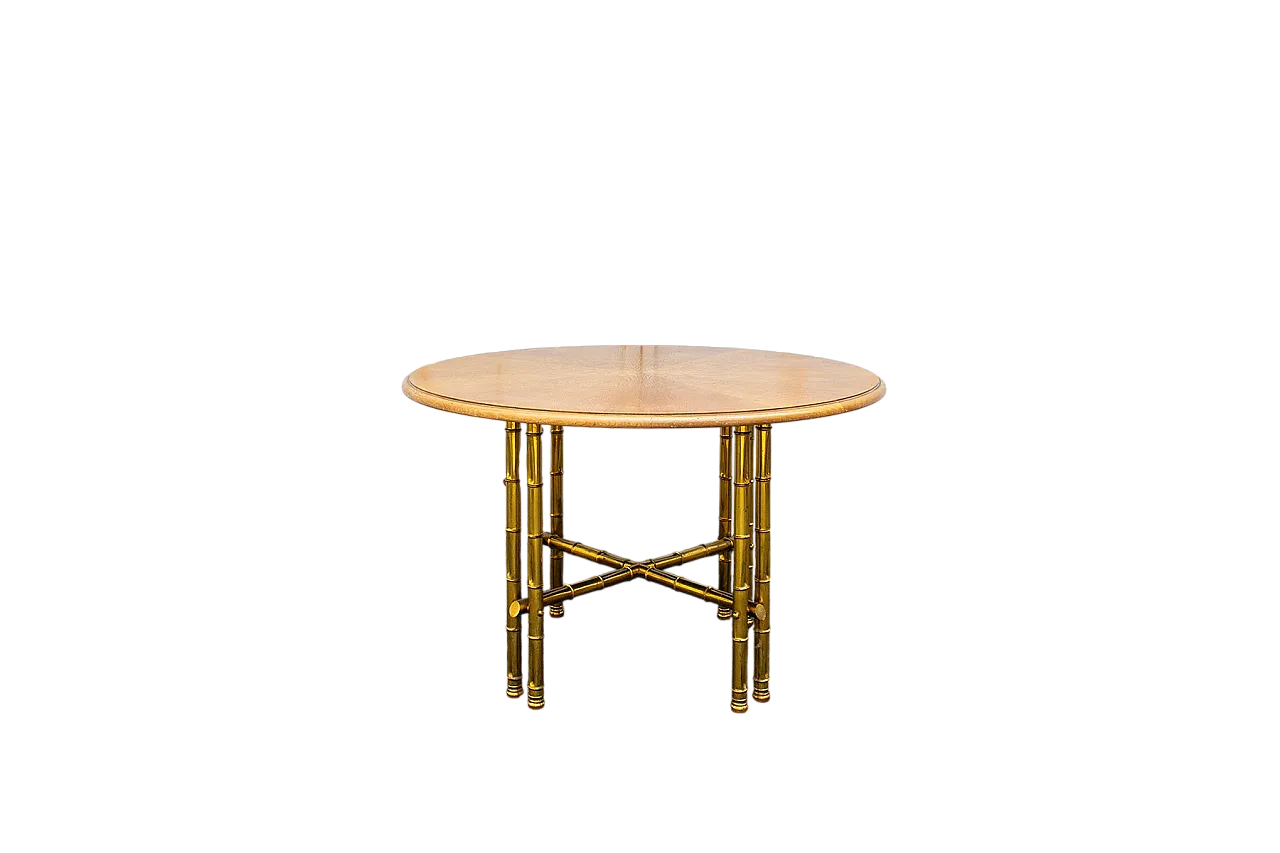 Structure in worked brass and wooden top, 1970s 6