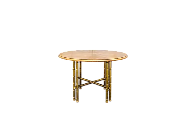 Struttura in ottone lavorato e piano in legno, anni '70