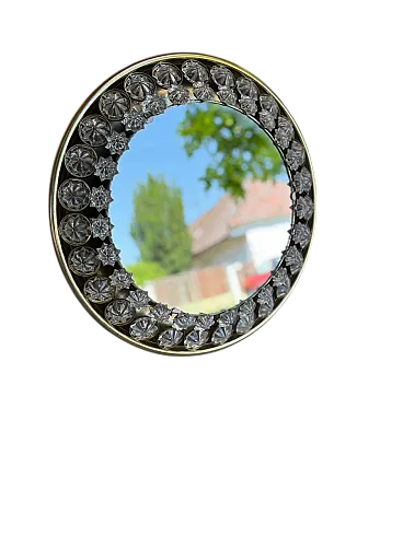 Illuminated round wall mirror with crystal glass stars, 1960s