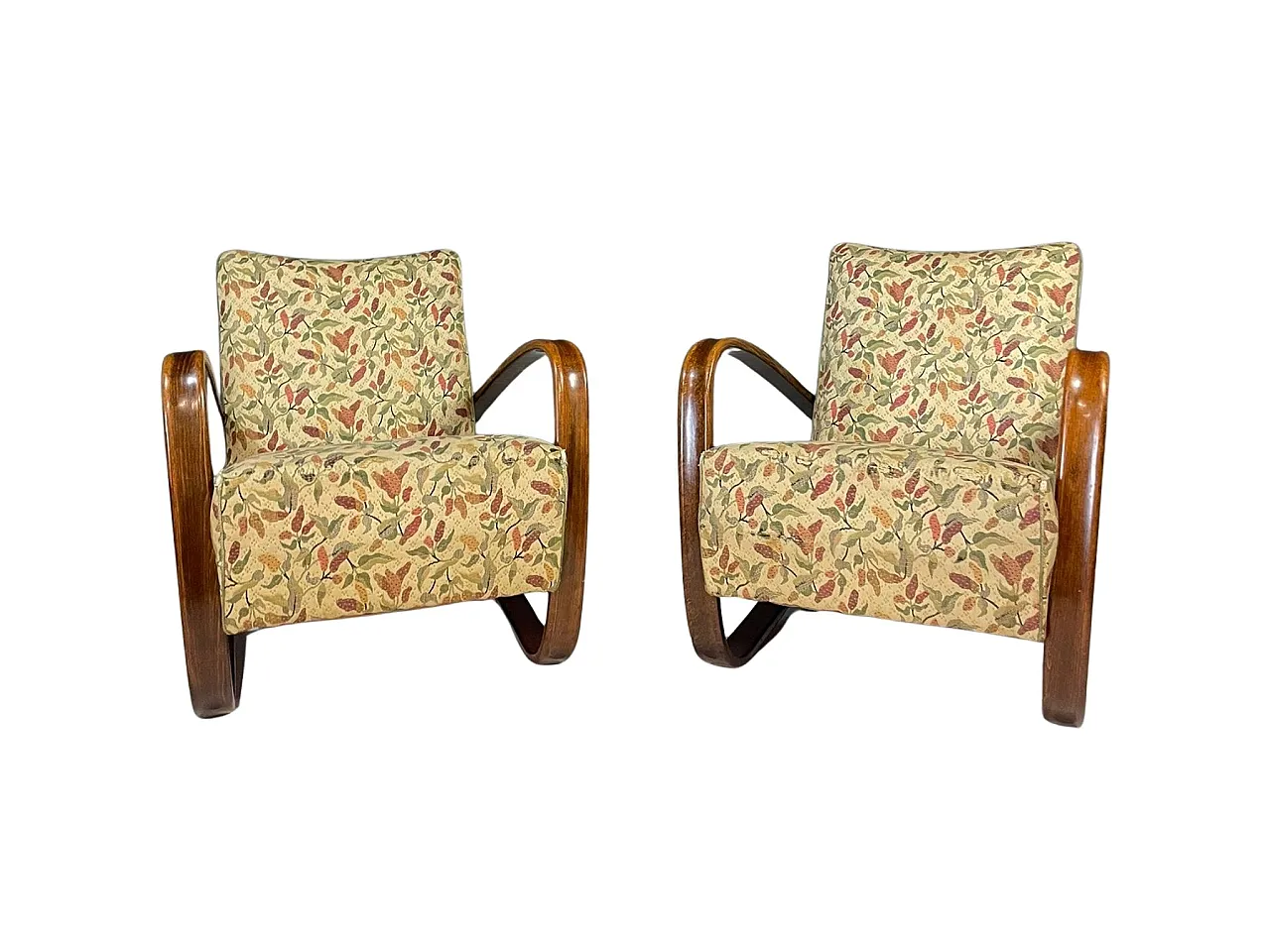 Pair of H269 lounge chairs by Jindřich Halabala, 1930s 1