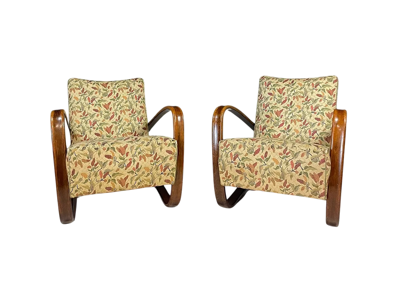 Pair of H269 lounge chairs by Jindřich Halabala, 1930s 17