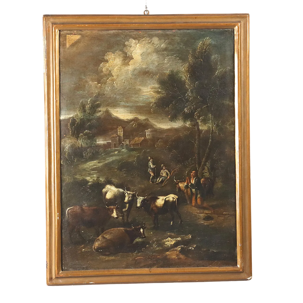 Paesaggio con Figure e Mandria, olio su tela, '700 11