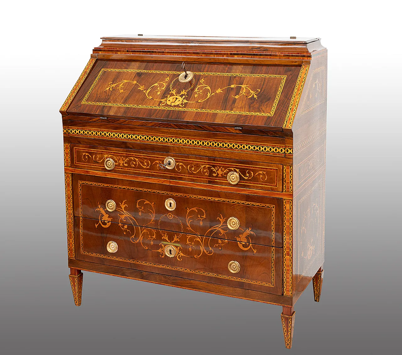 Louis XVI walnut veneer with inlays, 18th century 1