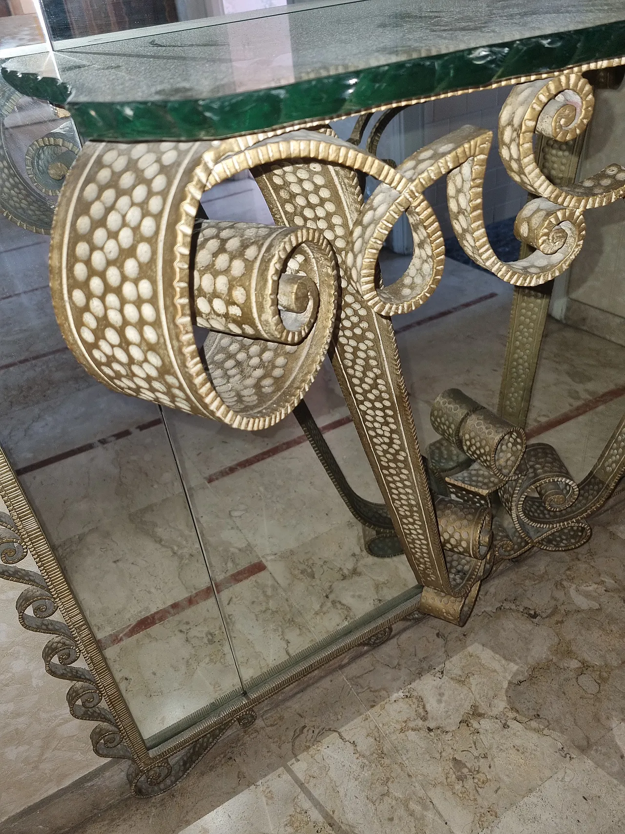 Console e specchio in ferro battuto e vetro Pier Luigi Colli, anni '60 4