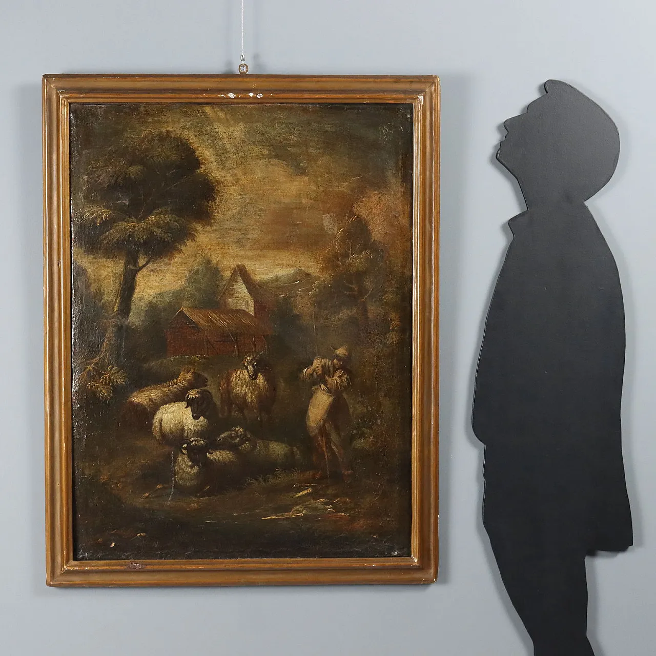 Landscape with Shepherd and Sheep, oil on canvas, 18th century 2