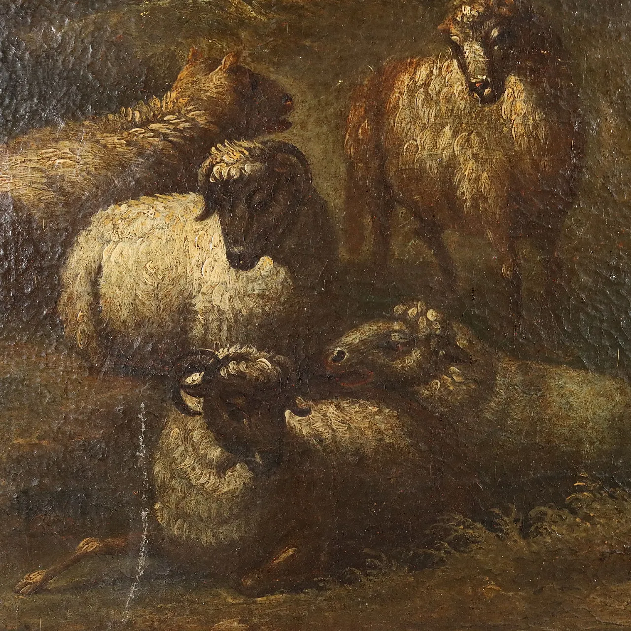Landscape with Shepherd and Sheep, oil on canvas, 18th century 4