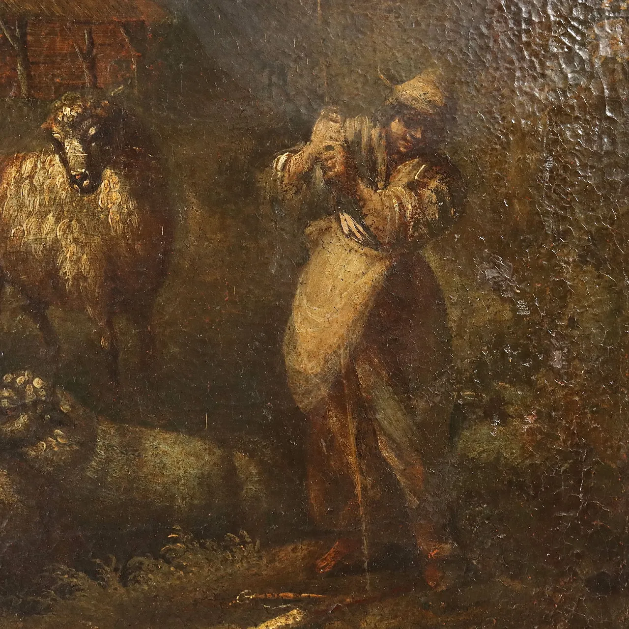 Landscape with Shepherd and Sheep, oil on canvas, 18th century 5