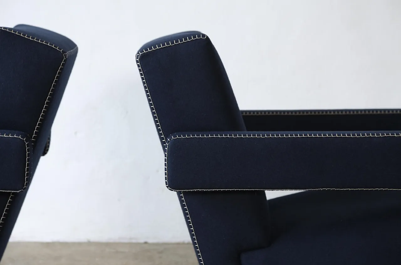 Pair of 637 2 Utrecht armchairs in night wool by Cassina, 2000s 14