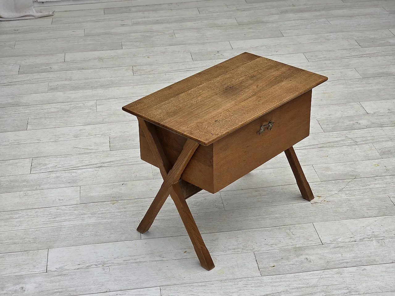 Table with drawer in solid oak and teak, 1970s 2