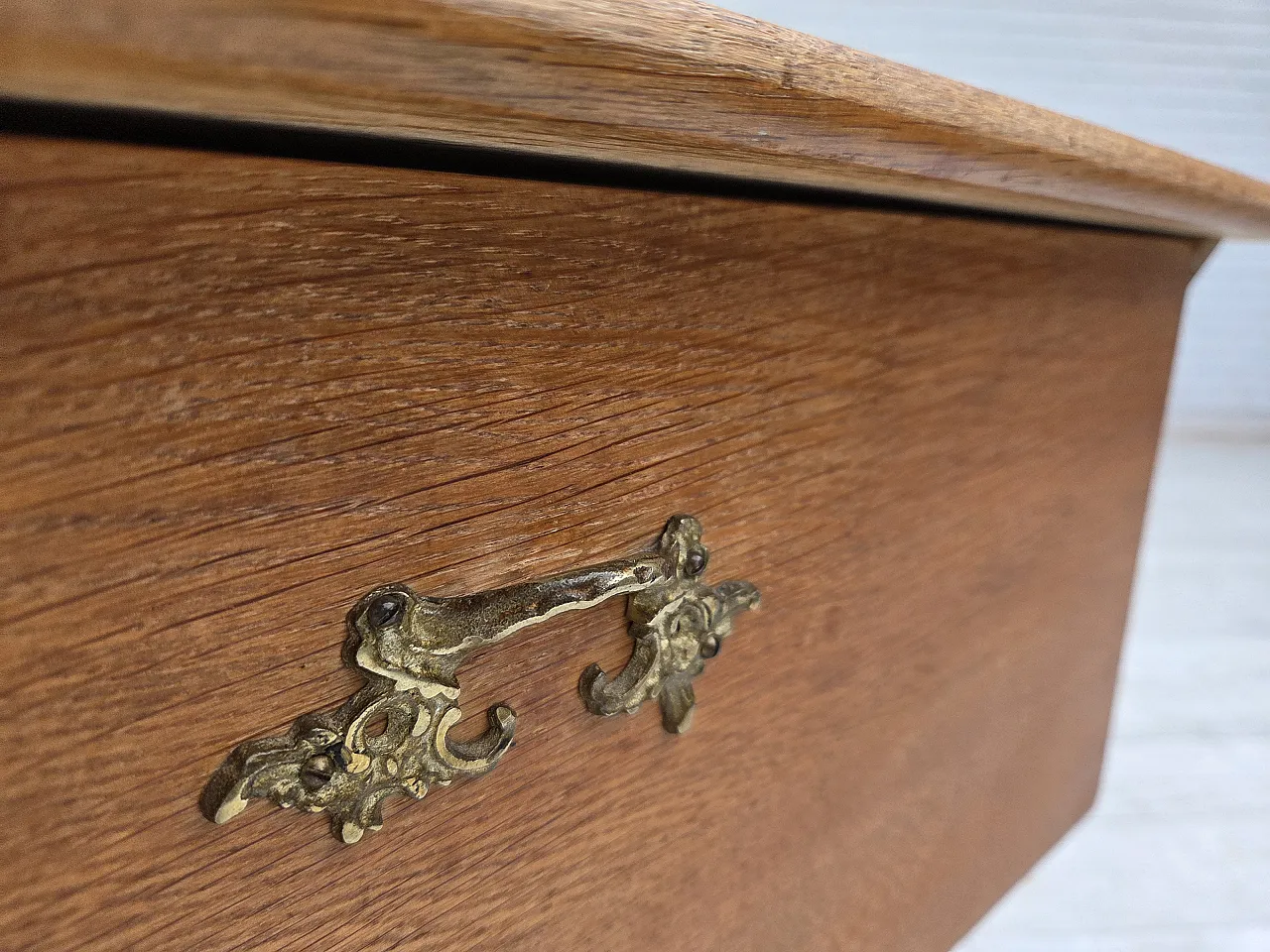 Table with drawer in solid oak and teak, 1970s 6