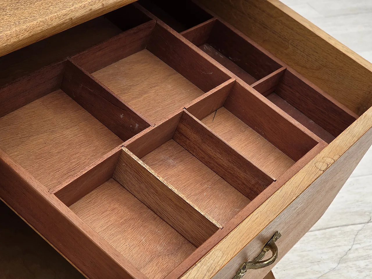 Table with drawer in solid oak and teak, 1970s 8