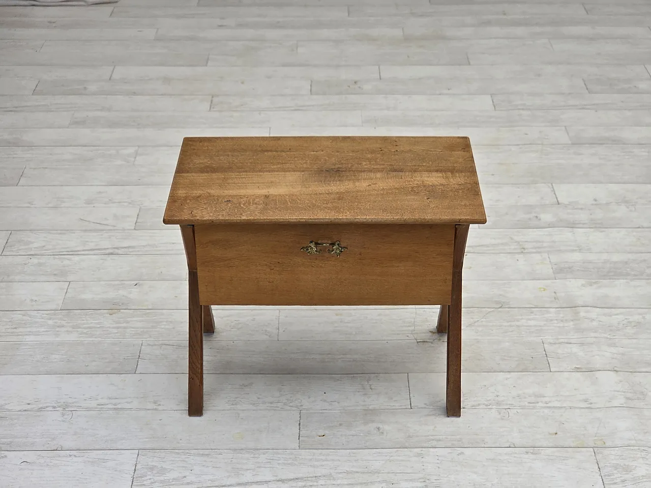 Table with drawer in solid oak and teak, 1970s 11