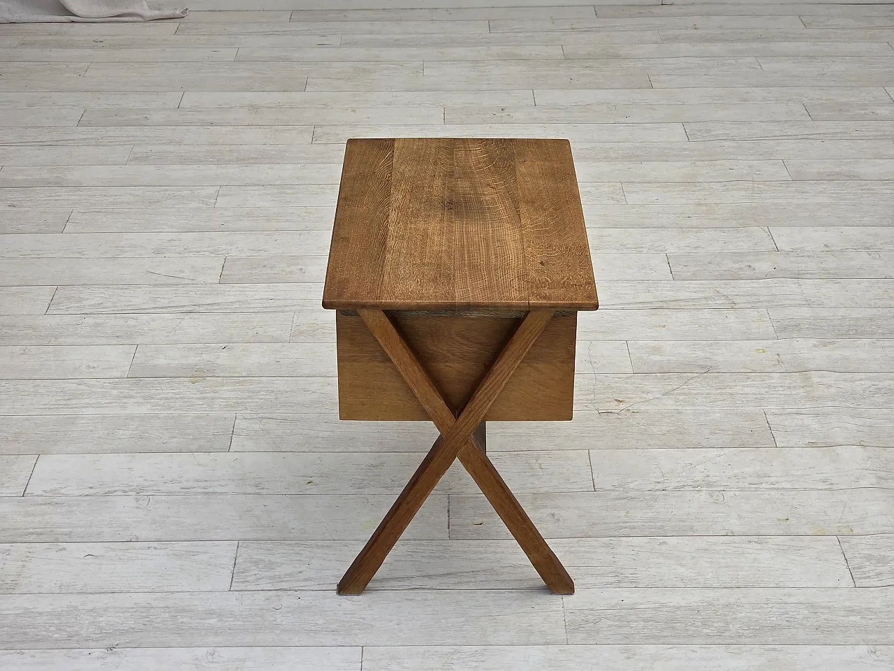 Table with drawer in solid oak and teak, 1970s 12