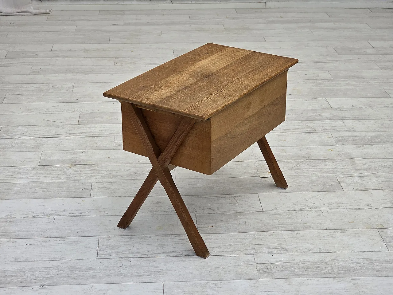 Table with drawer in solid oak and teak, 1970s 17