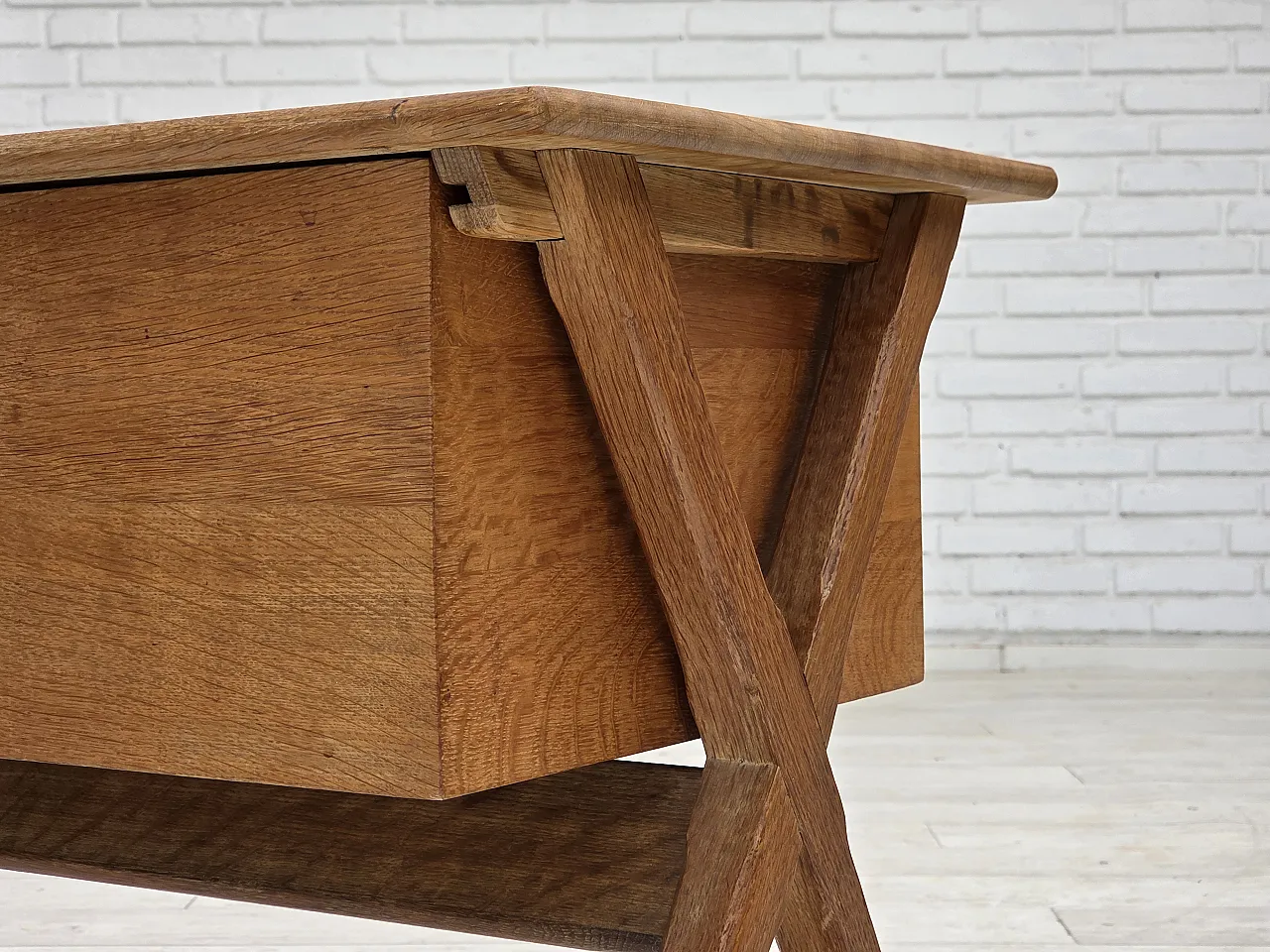Table with drawer in solid oak and teak, 1970s 18