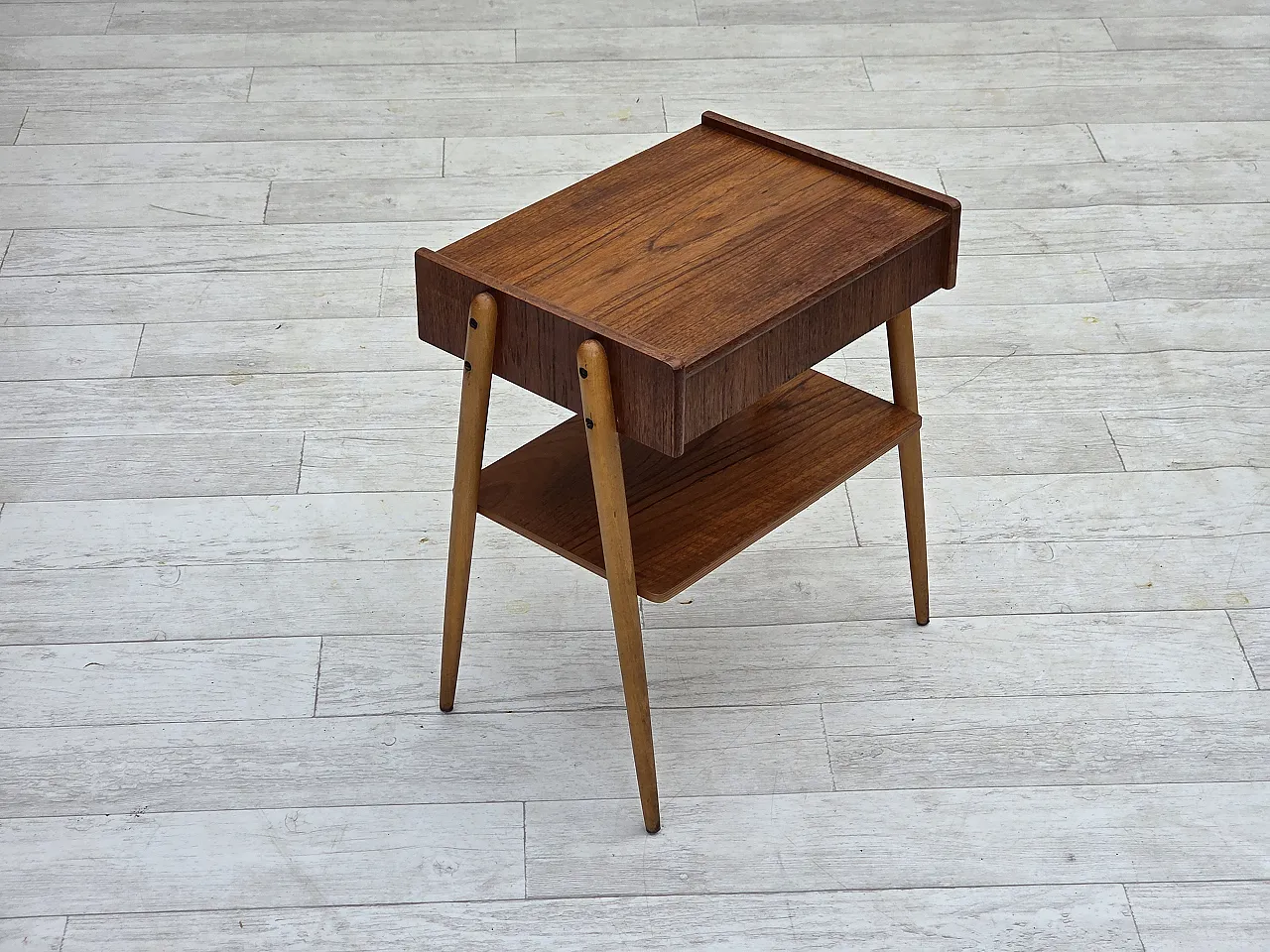 Tavolo svedese di AB Carlstrom con cassetto in teak, anni '70 2
