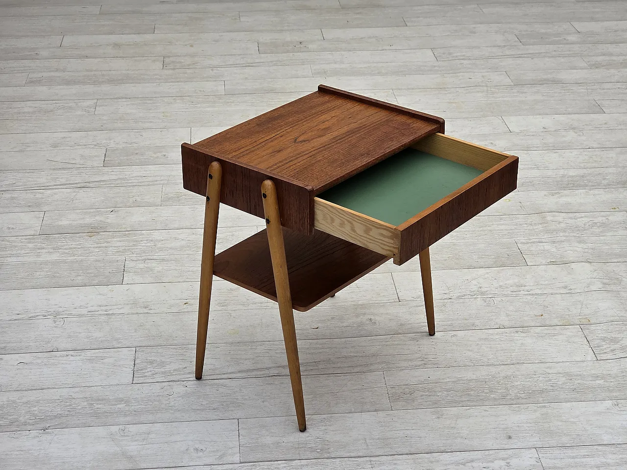 Tavolo svedese di AB Carlstrom con cassetto in teak, anni '70 5