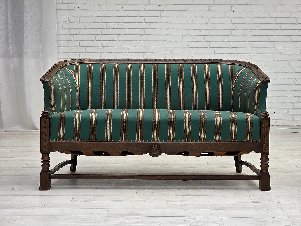Danish 2-seater sofa in wool and oak, 1950s 1