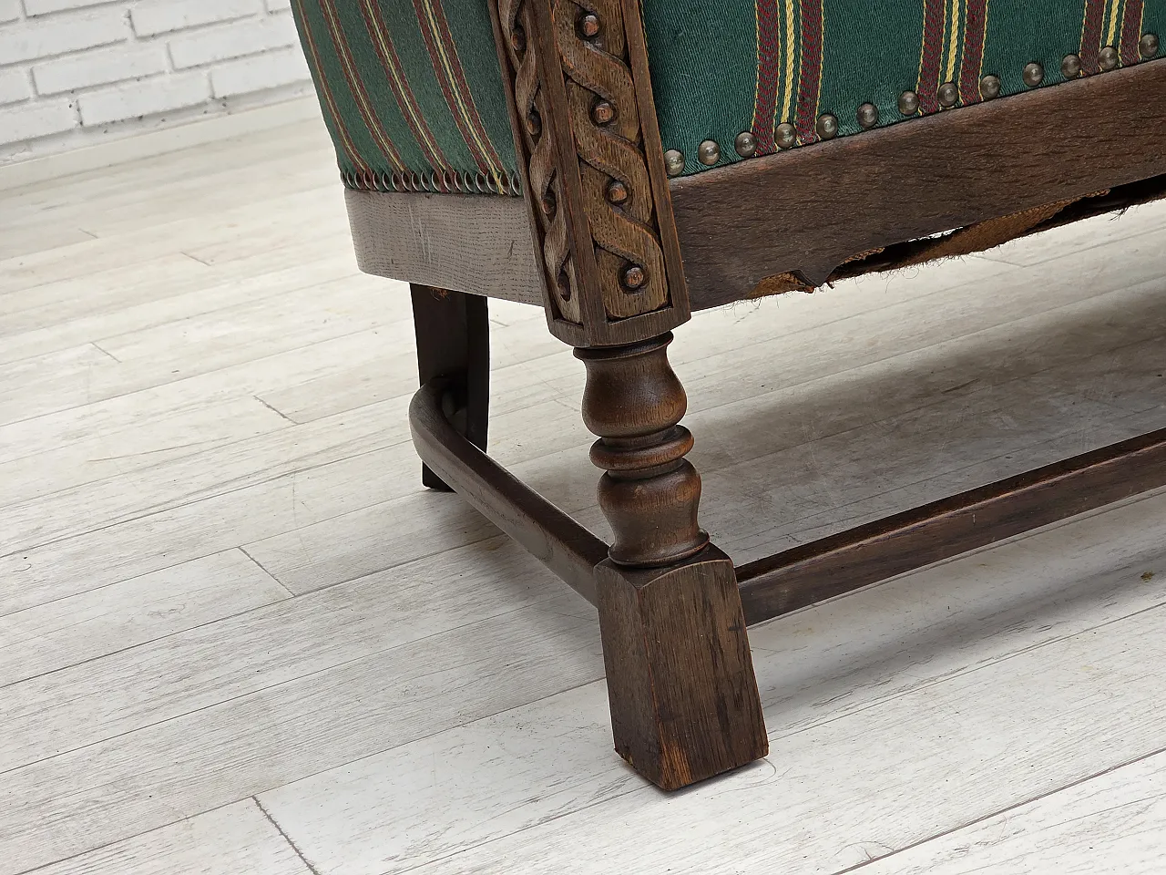 Danish 2-seater sofa in wool and oak, 1950s 2