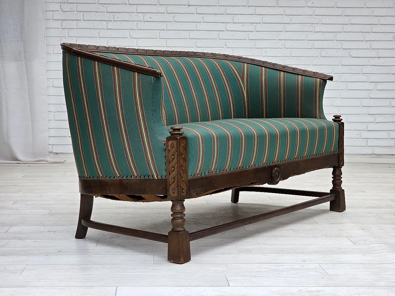 Danish 2-seater sofa in wool and oak, 1950s 6