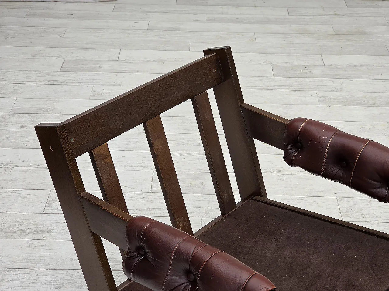 Scandinavian armchair in brown leather, 1970s 21