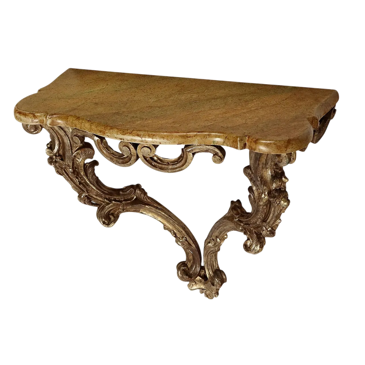 Consolle a forma di goccia in legno dorato, '900 11