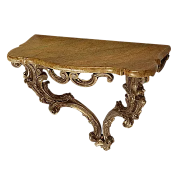 Consolle a forma di goccia in legno dorato, '900